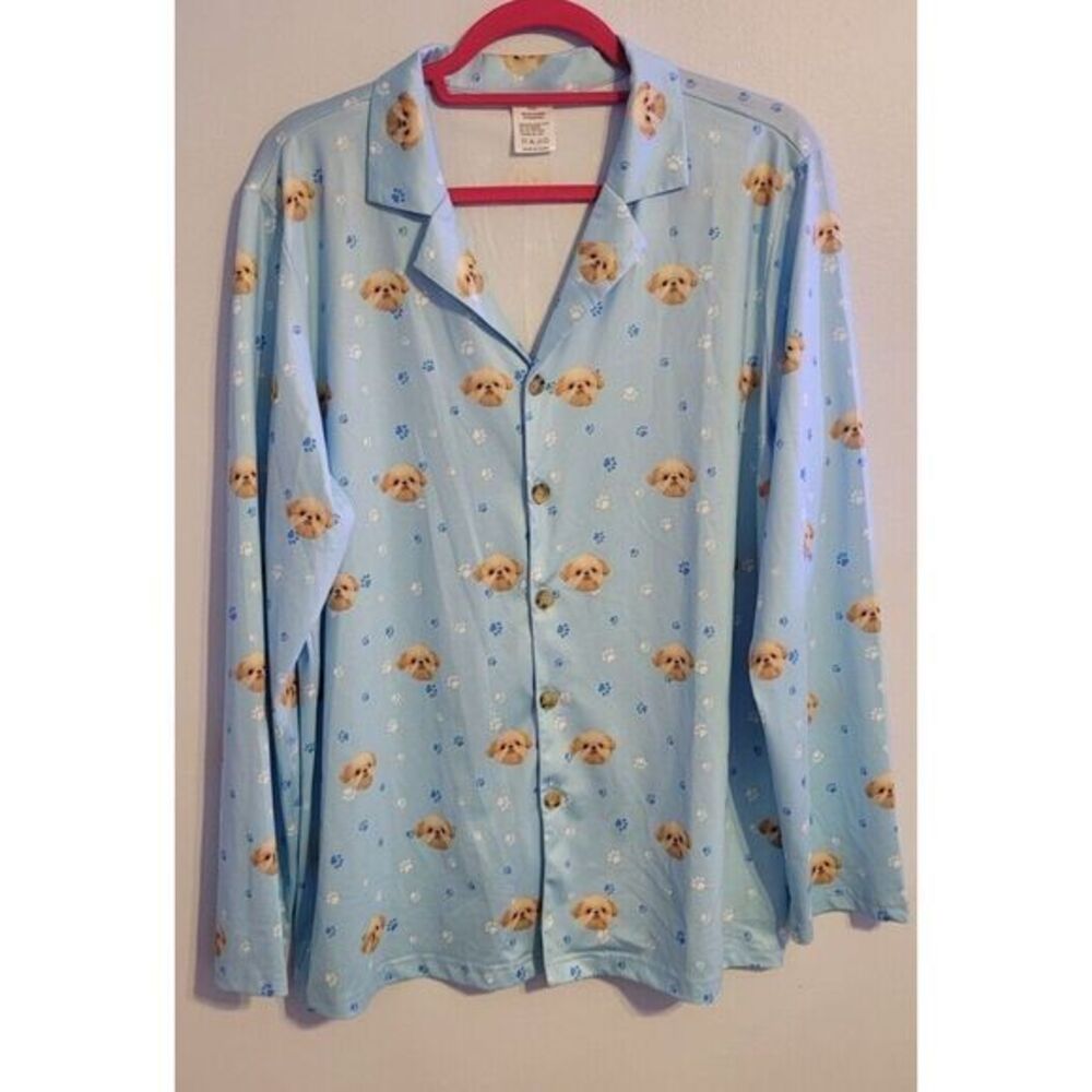 Women's Large Cute Dog Faces Soft Pj Top